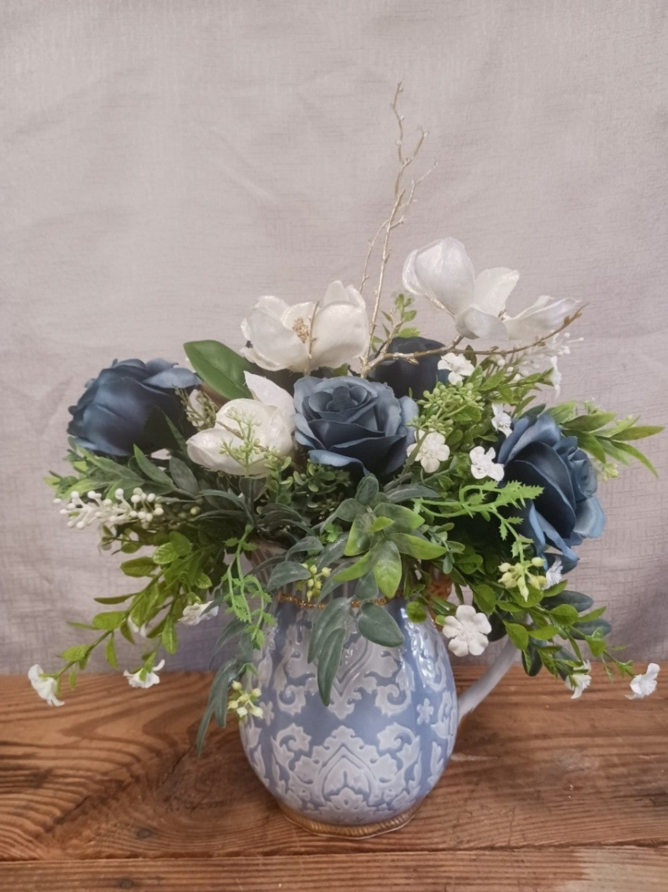 Blue and White Pitcher