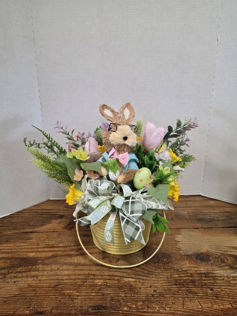 Easter Bunny in a Metal Basket