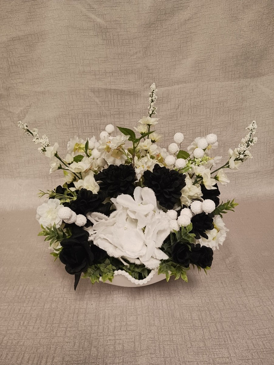 Black and white floral arrangement