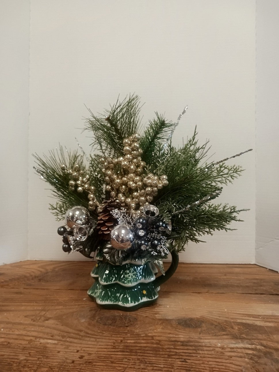 Silver and Green Christmas Tree Cup