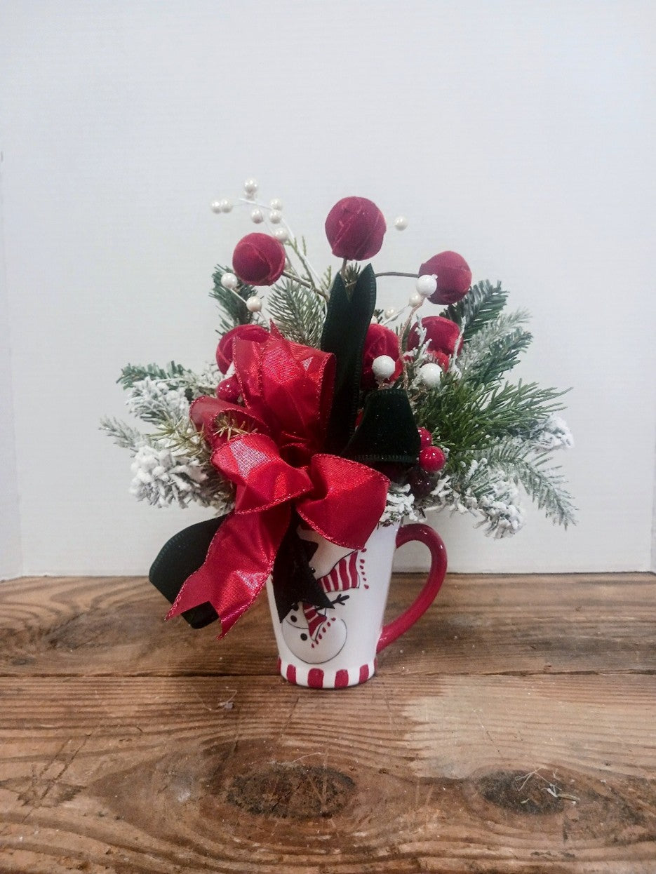 Red and White Snowman Cup